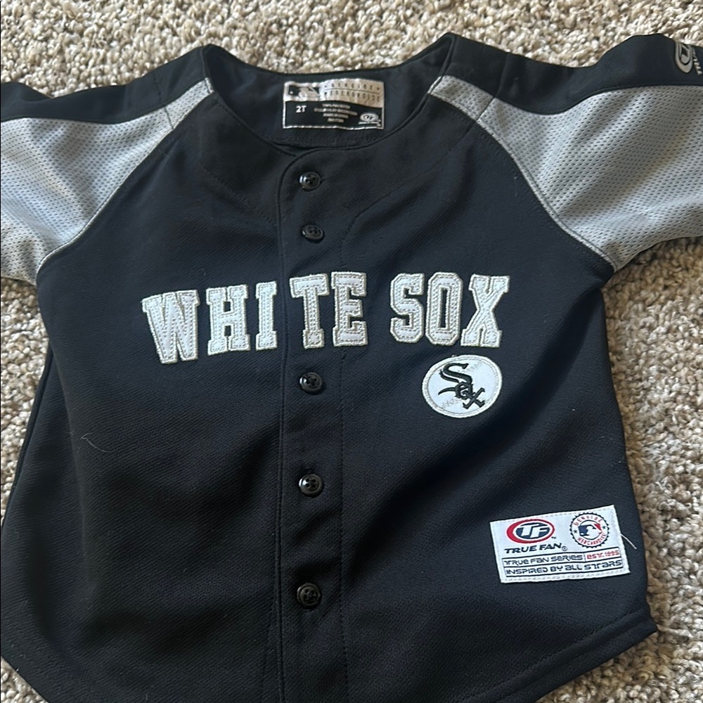 Kids Black White Sox Baseball Jersey - 2T